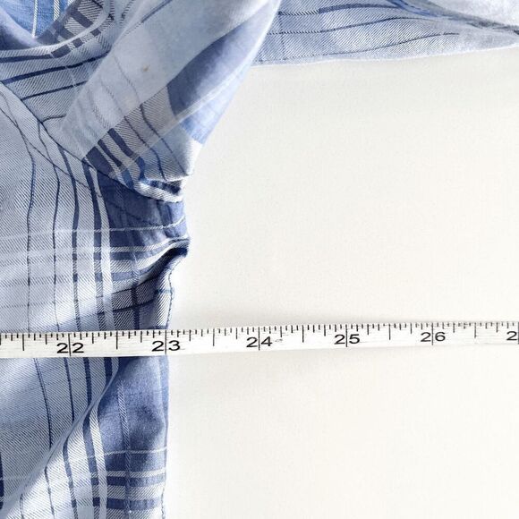 Tommy Bahama Mens Long Sleeve Silk Button-Down Shirt Blue Plaid Size Large - Picture 7 of 8
